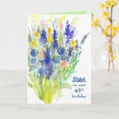 Gelukkige 45e verjaardag Zuster Bloem Boeket Kaart (Gele Bloem)