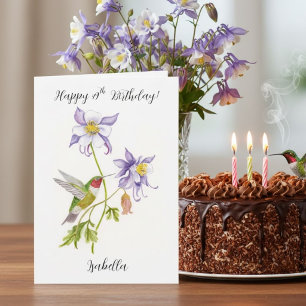 Gelukkige 49e verjaardag Columbine met Kolibrie Kaart