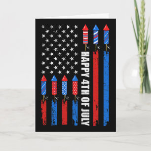 Gelukkige 4 juli Amerikaanse vlag Vuurwerk Patriot Kaart