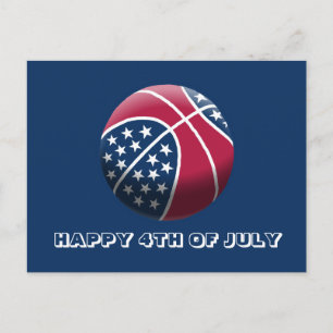 Gelukkige 4 juli basketbal feestdagenkaart