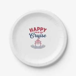 Gelukkige 4 juli Cruise Patriottisch Schip Ontwerp Papieren Bordje