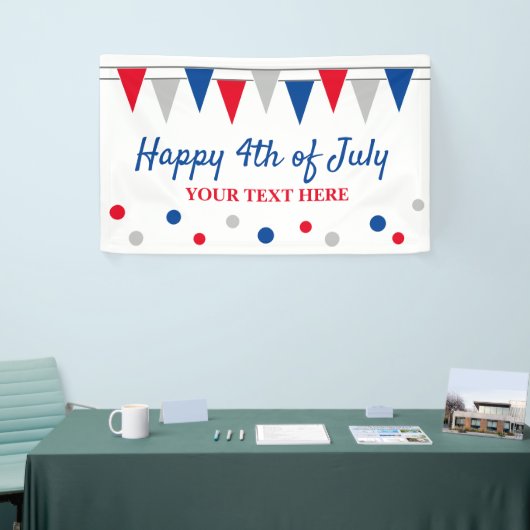 Gelukkige 4 juli feestbanner met gekleurde vlaggen spandoek (Beurs)