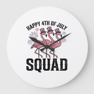 Gelukkige 4 juli Flamingo Squad Vector Design_1 Grote Klok