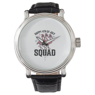 Gelukkige 4 juli Flamingo Squad Vector Design_1 Horloge