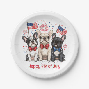 Gelukkige 4 juli Franse Bulldogs Papieren Bordje