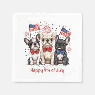 Gelukkige 4 juli Franse Bulldogs Servet