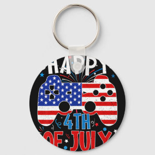 Gelukkige 4 juli gamen patriottische Amerikaanse v Sleutelhanger