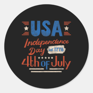 Gelukkige 4 juli Onafhankelijkheidsdag VS 4 juli Ronde Sticker
