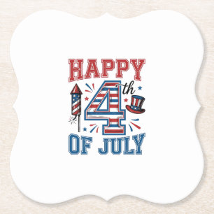 Gelukkige 4 juli Patriottisch Vintage Vector Desig Kartonnen Onderzetters