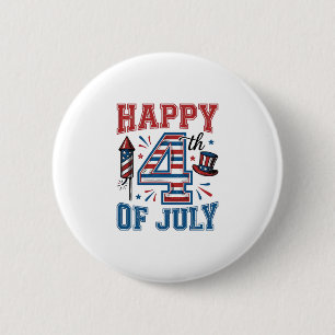 Gelukkige 4 juli Patriottisch Vintage Vector Desig Ronde Button 5,7 Cm