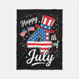 Gelukkige 4 juli Patriottische Amerikaanse Vlag 4  Fleece Deken