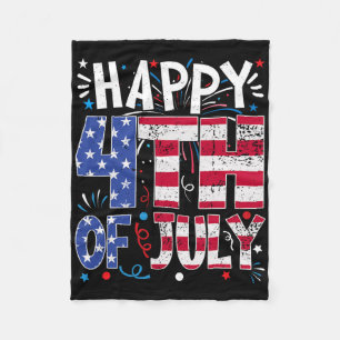 Gelukkige 4 juli Patriottische Amerikaanse Vlag 4 Fleece Deken