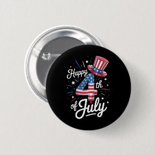 Gelukkige 4 juli Patriottische Amerikaanse Vlag VS Ronde Button 5,7 Cm