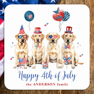 Gelukkige 4 juli Patriottische Labrador Retriever  Vierkante Sticker