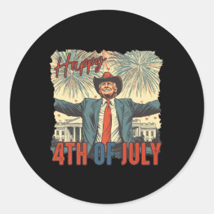 Gelukkige 4 juli Trump Onafhankelijkheidsdag Ronde Sticker