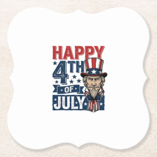 Gelukkige 4 juli Vintage Patriottische Oom Shirt_1 Kartonnen Onderzetters