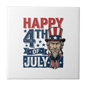 Gelukkige 4 juli Vintage Patriottische Oom Shirt_1 Tegeltje