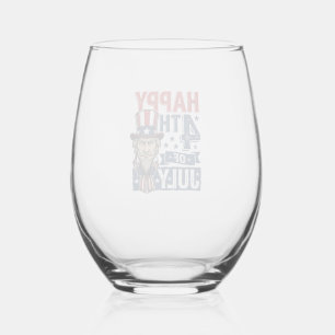 Gelukkige 4 juli Vintage Patriottische Oom Shirt_1 Wijnglas Zonder Voet