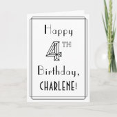 Gelukkige 4e verjaardag, Art Deco stijl met eigen Kaart (Voorkant)