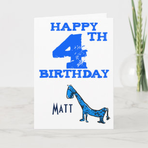 Gelukkige 4e verjaardag cartoon dinosaurus - jonge kaart