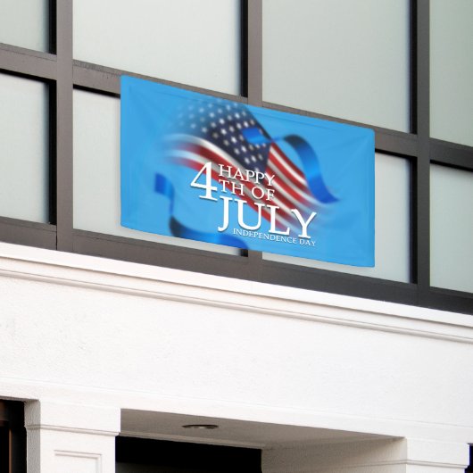 Gelukkige 4th van juli Amerikaanse Patriottische Spandoek (Buitenkant Gebouw)