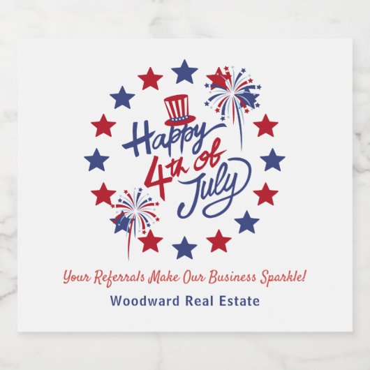 Gelukkige 4th van Juli juicht Viering | Onroerend Sparkling Wijnetiket (Enkel label)