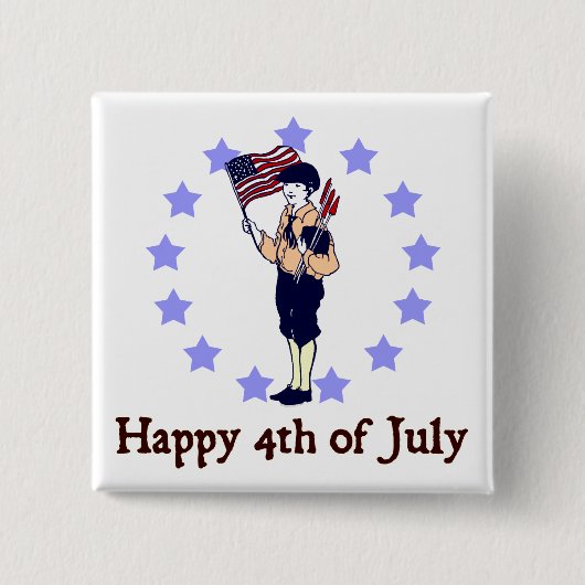 Gelukkige 4th van Juli  Kunst Vierkante Button 5,1 Cm (Voorkant)