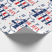 Gelukkige 4th van Juli Onafhankelijkheidsdag Tekst Cadeaupapier (Hoek)