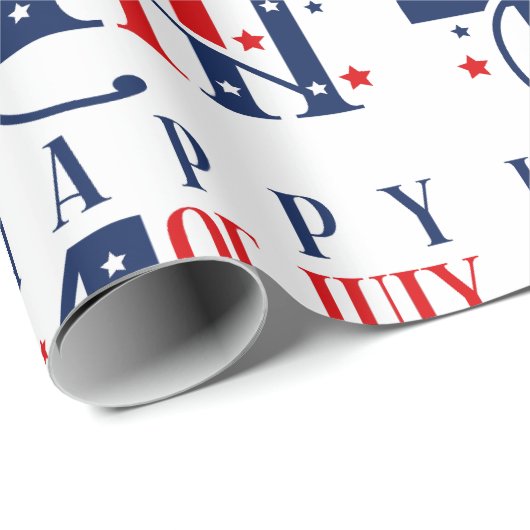 Gelukkige 4th van Juli Onafhankelijkheidsdag Tekst Cadeaupapier (Rol Hoek)