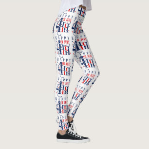Gelukkige 4th van Juli Onafhankelijkheidsdag Tekst Leggings