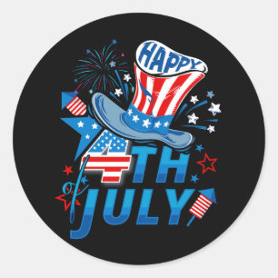 Gelukkige 4th van Juli Patriottische Amerikaanse V Ronde Sticker