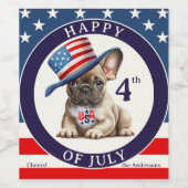 Gelukkige 4th van Juli Pug Wijn Etiket (Enkel label)