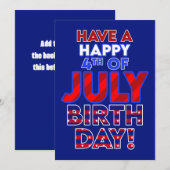 Gelukkige 4th van Juli Verjaardag Vet Patriottisch (Voorkant / Achterkant)