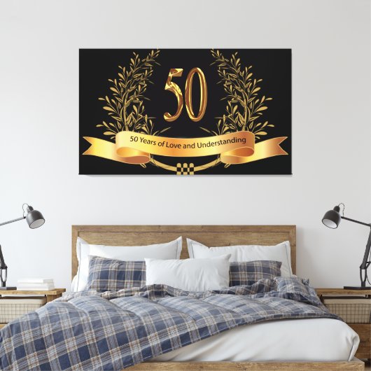Gelukkige 50e Bruiloft Jubileum Canvas Prints (Insitu (Slaapkamer))