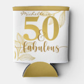 Gelukkige 50e verjaardag gouden typografie botanis blikjeskoeler (Voorkant)