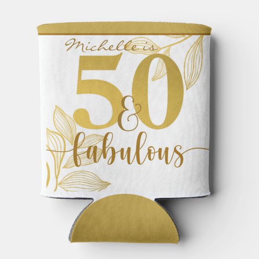 Gelukkige 50e verjaardag gouden typografie botanis blikjeskoeler (Achterkant)