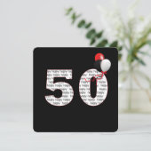 Gelukkige 50e verjaardag op zwarte uitnodiging (Staand voorkant)