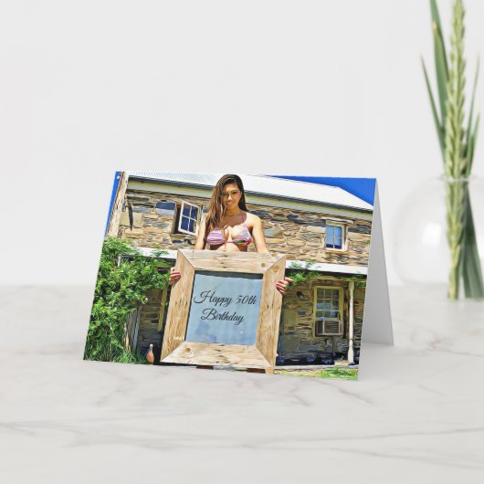 Gelukkige 50e verjaardag van de Bikini Babe! Kaart (Voorkant)