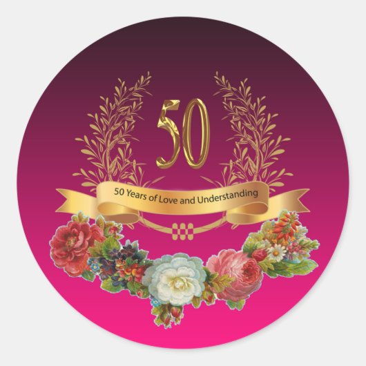Gelukkige 50ste Bruiloft Jubileum Sticker (Voorkant)