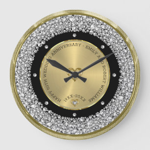 Gelukkige 50ste bruiloft wereldwijd diamanten en g grote klok