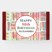 Gelukkige 50ste Verjaardag Moderne Partij Custom Spandoek (Horizontaal)