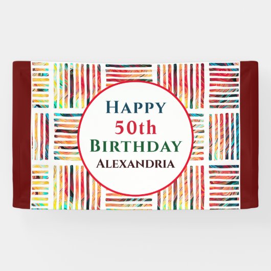 Gelukkige 50ste Verjaardag Moderne Partij Custom Spandoek (Horizontaal)