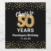 Gelukkige 50ste Verjaardag Wijn Label Wijn Etiket (Enkel label)