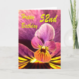 Gelukkige 52e verjaardag Bloem Pansy Kaart