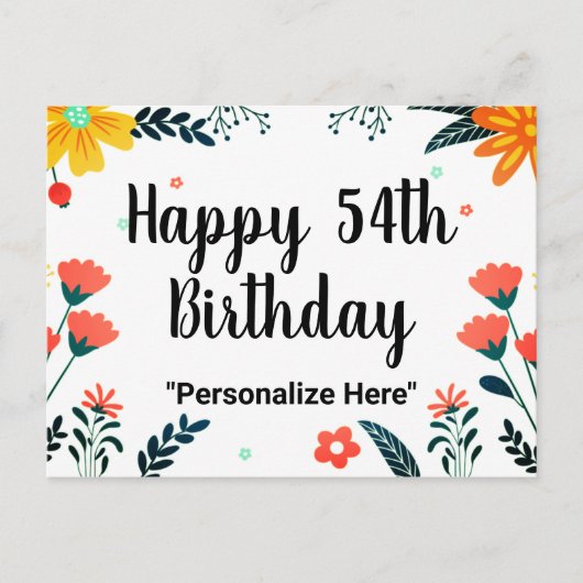 Gelukkige 54ste verjaardag  briefkaart (Voorkant)