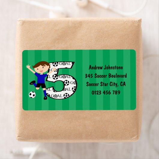 Gelukkige 5de Verjaardag Ronde Voetbal Doellabels Etiket (Insitu)