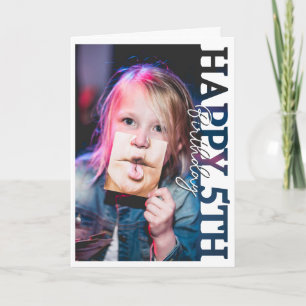 Gelukkige 5e verjaardag foto collegekaart bedankkaart