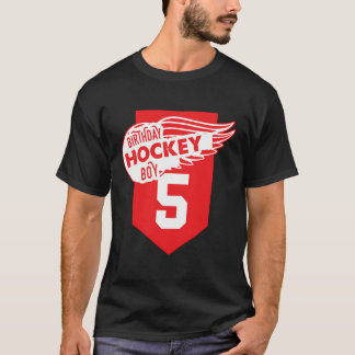 Gelukkige 5e verjaardag jongen rode kleur ijshocke t-shirt
