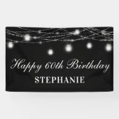 Gelukkige 60e verjaardag Mason Jars Lights Zwart W Spandoek (Horizontaal)