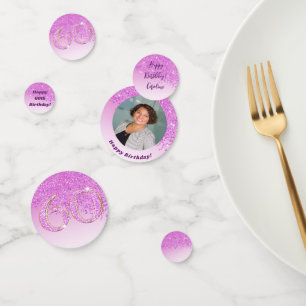 Gelukkige 60ste verjaardag Chic Falling Pink Glitt Confetti
